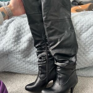 Black Knee-High Leather Boots